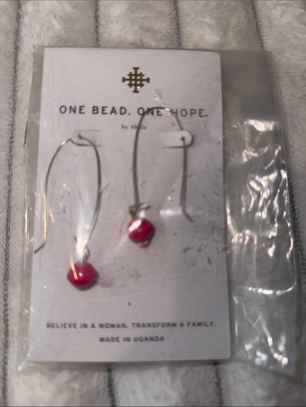 One Bead, One Hope Pink Bead Drop Earrings